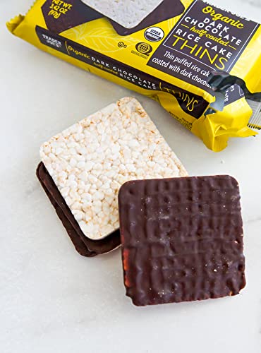 Trader Joe's Organic Dark Chocolate Puffed Rice Cake Thins | Gluten Free, Pack of 3