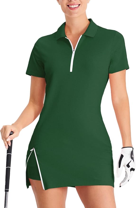 Hiverlay Tennis Dress Golf Dresses for Women with Built in Shorts | Polo Dress, Golf Outfit, 2 Pockets, UPF 50+ Pickball Hiking Workout Active Athletic Dresses,Summer Gym