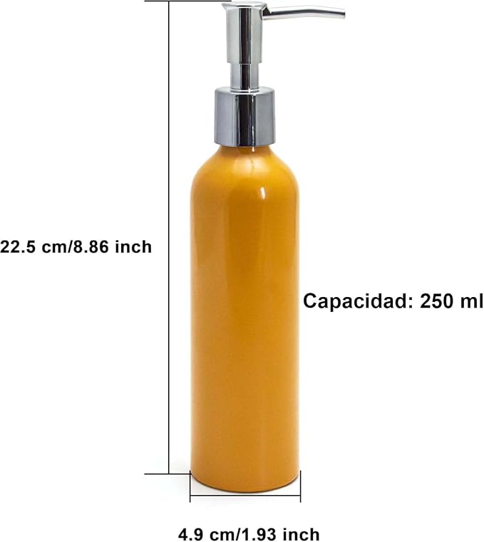 Elitzia Massage Oil Warmer Use Parts Pump Bottle 1 Pack 8.45oz/250ml Aluminium Pump Bottles for Solution Gel Lotion and Cream Use Suitable for ETAW02S ETAW03 ETLB01 ETLB02 ETOH843N ETOH843NB(Orange)