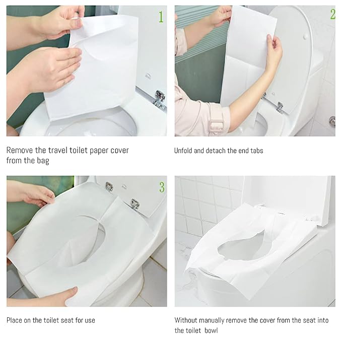 Toilet Seat Covers Disposable, 100-Count Flushable Paper Travel Toilet Seat Covers for Adults and Kids Potty Training, Great Biodegrable Accessories for Public Restrooms, Airplane, Camping