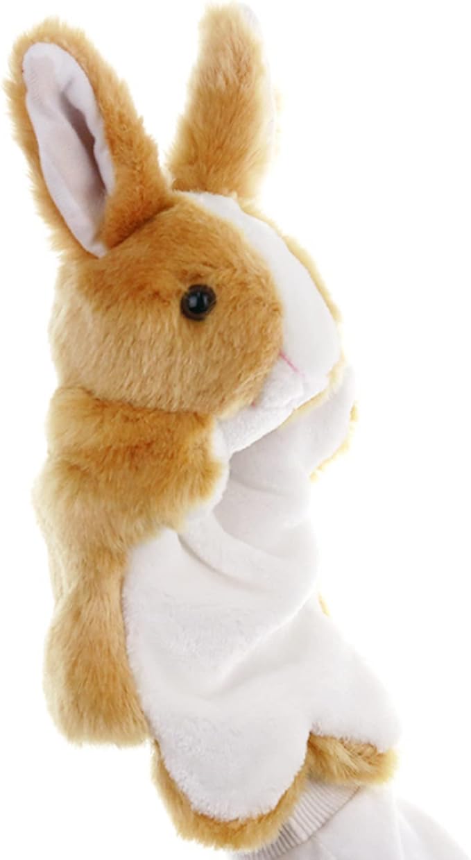 Bunny Hand Puppets Rabbit Plush Animals Toys for Kids Imaginative Pretend Play Storytelling (Brown)