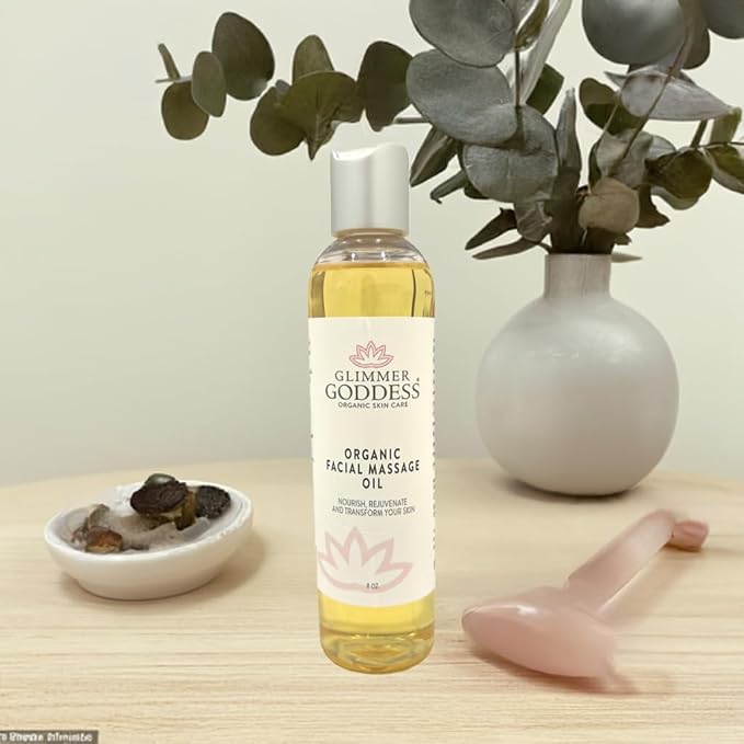 Glimmer Goddess Organic Facial Massage Oil for Organic Skincare Enthusiasts - Vegan, Body Lubricant, Unscented, Liquid, Nourishing Body Lubricant