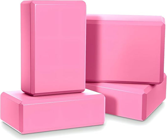 4 Pcs Yoga Blocks 9 x 6 x 3.15 Inch Eva Foam Lightweight Non Slip Yoga Props Firm and Supportive for Yoga Pilates Stretching Meditation