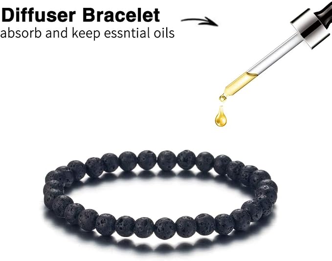 Softones 6MM Lava Rock Aromatherapy Anxiety Essential Oil Diffuser Beads Bracelet for Women Men,Friendship Couples Gifts Natural Stone Bracelets