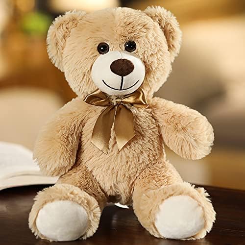 Plush Teddy Bear Cute Stuffed Animal Bear with Bow Plush Toys 13.8 Inches，Pack of 3 Bears (3 Khakis)