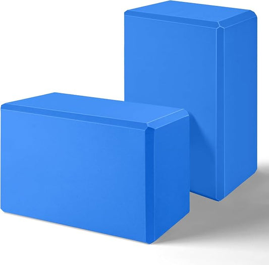 Yoga Blocks 2 Pack 3x6x9IN Foam Block Supportive Latex-Free with Beveled Edges, Non-Slip Exercise Blocks for Pilates, Meditation, Balance, Stretching and Deep Poses