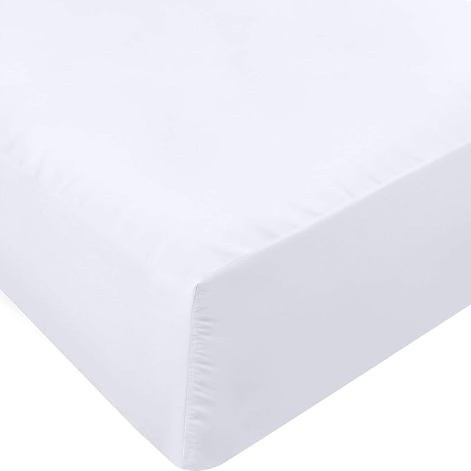 NHNHN Fitted Sheet-Deep Pockets-Soft Microfiber-Easy Care-Shrinkage and Fade Resistant-Fitted Sheets Twin Size for Girl Woman Teens Kids-Only 1 Fitted Sheet (Twin, White)