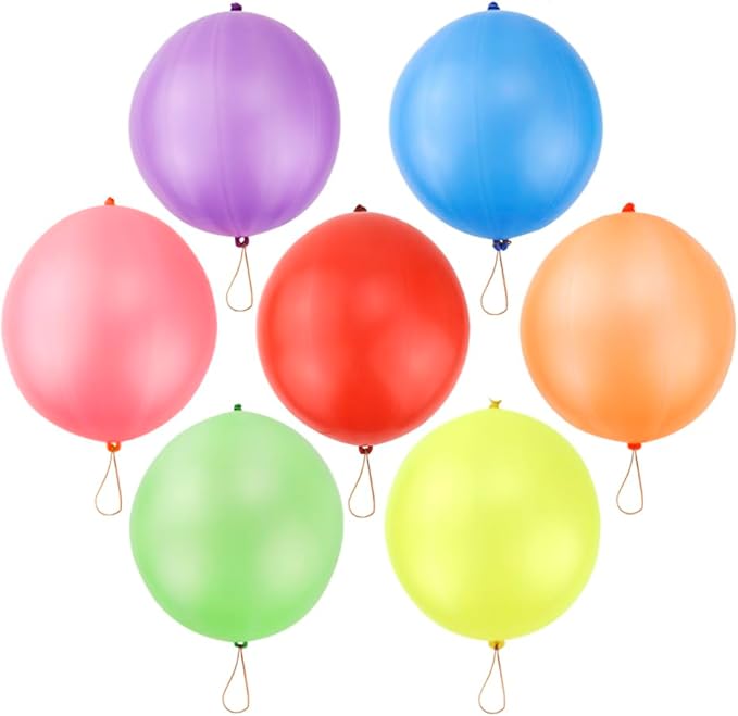 rubfac 25Pcs Punch Balloons, Party Favors for Kids, Thickened Heavy Duty Neon Punching Bouncy Balloon for Birthday Goodie Bag Stuffers Exciting Outdoor Play Supply