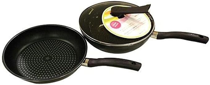 Happycall 5 Layer Diamond Nonstick Pan and Wok 3-piece Set, 11inch, PFOA-Free, Cookware Set, Dark Brown