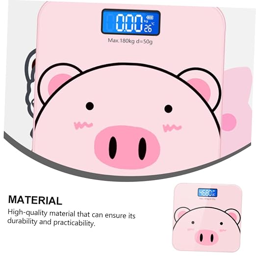 Baluue Cartoon Digital Body Weight Scale with USB Charging High Precision Measurement LCD Display with Switchable Units for Monitoring
