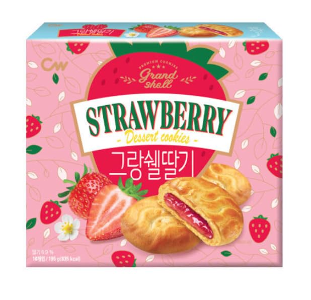 Gong Jooo MaMa CW(Chung Woo) Korean Chewy Filled Rice Cake Cookie Variety Gift Box (GRANDSHELL STRAWBERRY 10)