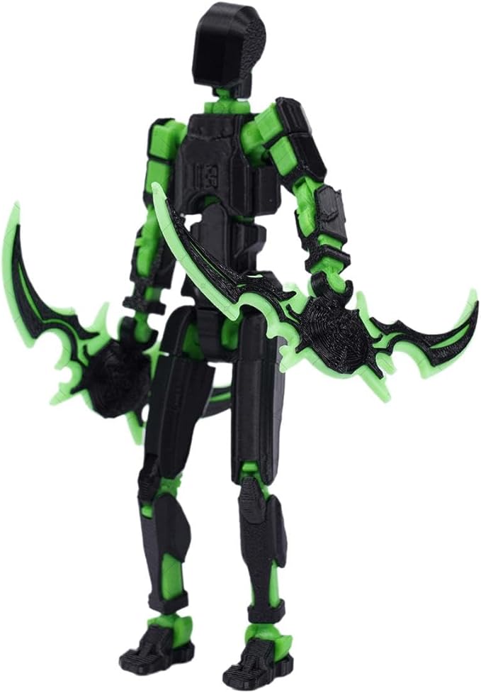 T13 Action Figure Set, 3D Printed Multi-Jointed Movable Robot Dummy Set Lucky 13 Action Figure Articulated, for Collectors Desktop Decorations (Black Green)