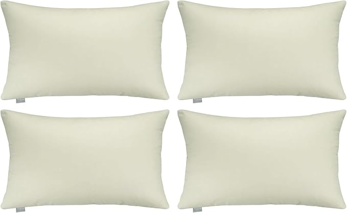 Thmyo 4-Pack 100% Cotton Christmas/Halloween Lumbar Comfortable Solid Decorative Throw Pillow Case Rectangle Cushion Cover Pillowcase Blank Pillow Covers DIY Throw Pillowcase(12x20inch/30x50cm,Beige)