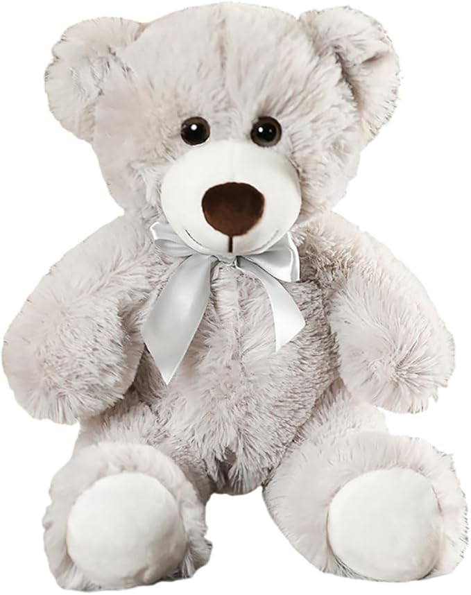Teddy Bear Stuffed Animal, 12inch Teddy Bear Plush Toy, Birthday Valentine's Day Xmas Gifts for Kids Boys Girls Friends (B-Grey)