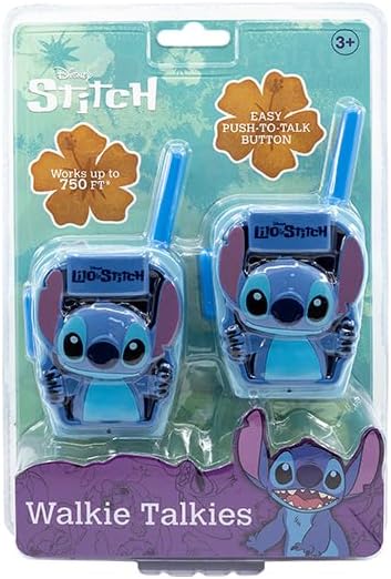 eKids Stitch Walkie Talkies for Kids, Static Free Extended Range Indoor and Outdoor Toys Designed for Fans of Stitch Toys