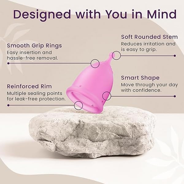 Daily Care Reusable Menstrual Cup for Women – Soft Silicone, Leak-Proof & Comfortable Period Cup with Storage Bag, Eco-Friendly Feminine Care