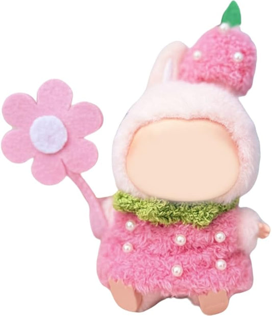 Clothes for 15/17cm Doll (No Doll), Fashion Outfit Set - Small Hat + Pink Top + Small Flowers, Cute Dress Up Accessories (Berry Baby)