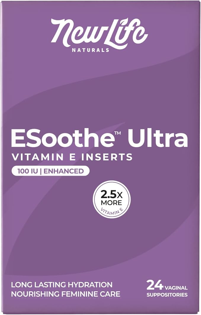 NewLife Naturals ESoothe Ultra Vitamin E Suppositories for Women 100 IU 2.5X More– Vaginal Dryness & Moisture Support – Hormone-Free – 24 Vaginal Suppositories, Made in USA -30 Day + Supply