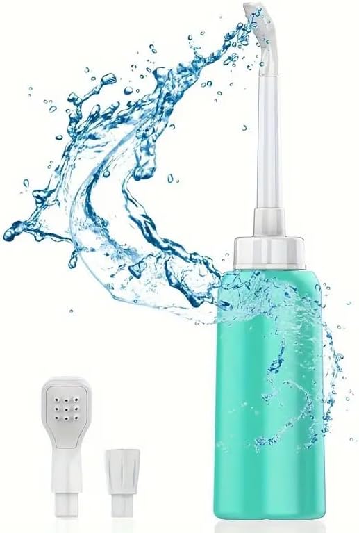 Wolfbeam The Original XL Butt Shower Portable Bidet, Green, 500ml | 17oz, 2 Nozzle, Scalable Tube, Travel Bidet Douche Bottles for Women, Peri Bottle Postpartum for Feminine Care