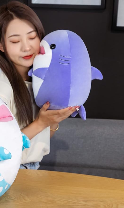 12.9 Inch Soft Purple Shark Plush Hugging Pillow - Cute Shark Stuffed Animal Plushie for Kids