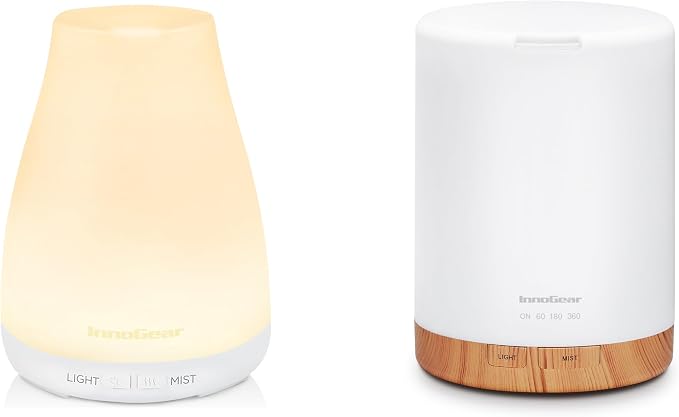 InnGear 100ML Essential Oil Diffuser & 300ML Premium 5-in-1 Ultrasonic Aromatherapy Diffusers, Scent Humidifier Aroma Diffuser Vaporizer Auto-Off Timer for Room Office Home