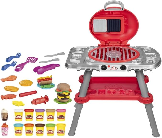 Play-Doh Sizzlin' Grill Playset with Lights & Sounds, 17 Accessories, BBQ Toys for Boys & Girls 3+, Play Food Arts & Crafts, Red