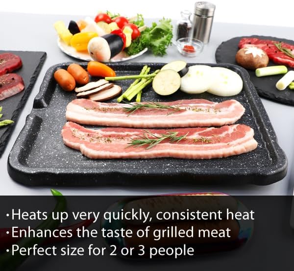 Stovetop Korean BBQ Grill Pan 14.5" Cast Aluminum Nonstick Coating, indoor for gas stove, Portable Outdoor Camping BBQ, Made in Korea, PFOA Free