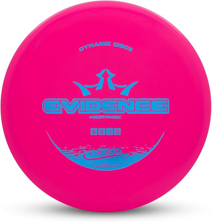 Dynamic Discs Drift Evidence Disc Golf Midrange | Understable Midrange Disc Golf for Beginners | Lightweight, Floats in Water | Grippy Base Plastic | 120-130g (Pink)
