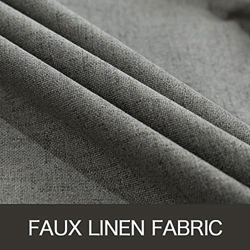 MIULEE Linen Texture Curtains for Bedroom Solid 100% Blackout Thermal Insulated Dark Grey Curtains Grommet Room Darkening Drapes Luxury Decor for Living Room 52x96 Inch (2 Panels)