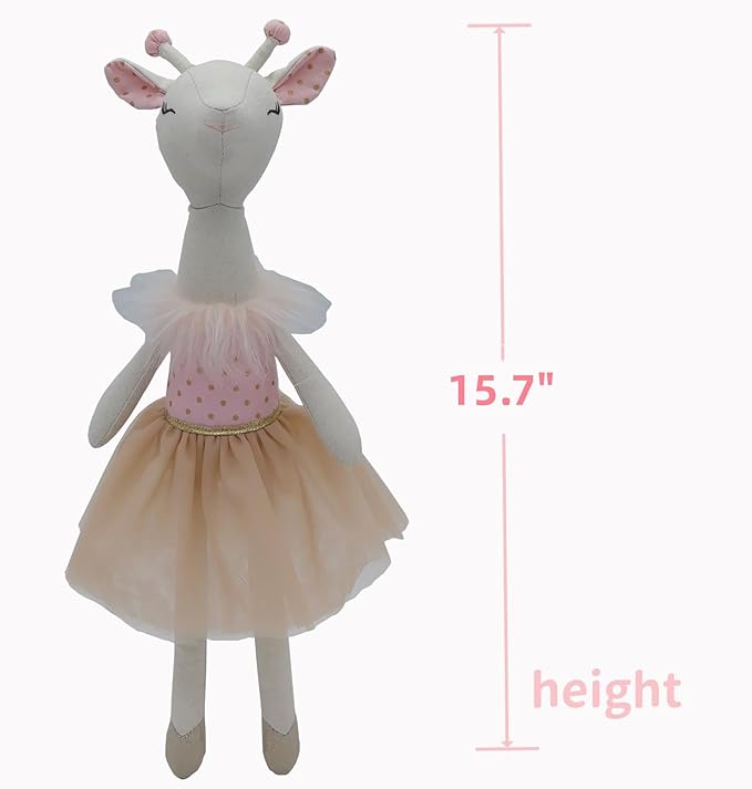 Giraffe Stuffed Animals for Girls,15.7" Pink Deer Plushies with Lace Skirt,Cute Stuffed Animal for Girls