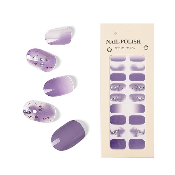 Nail Stickers 20 Pieces Full Wraps Nail Polish Strips, Self-Adhesive Gel Nail Art Decals for Women Girls
