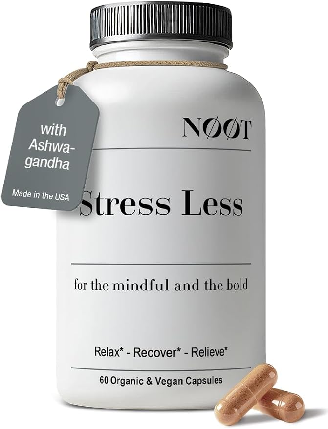 NOOT Stress Less – Anxiety & Stress Relief Supplement with Ashwagandha & L-Theanine | Adaptogen Formula for Mood Support & Cortisol Balance | Anti Anxiety Supplements for Women & Men | 60 Capsules
