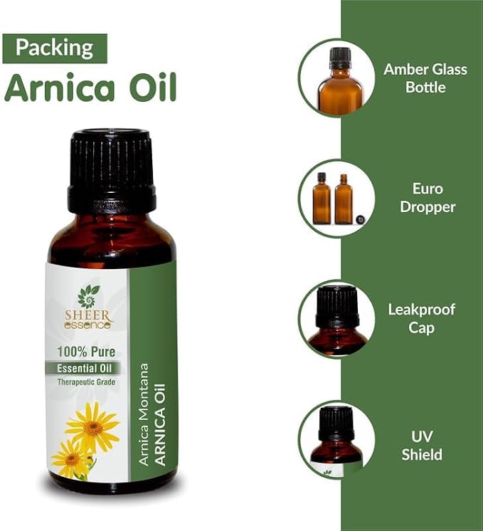 Arnica Essential Oil (Undiluted & Uncut - 100% Pure Arnica Montana) - 33.8oz Aluminium Bottle - Therapeutic Grade Perfect for Skin, Hair and Aromatherapy Free DHL Express Shipping!