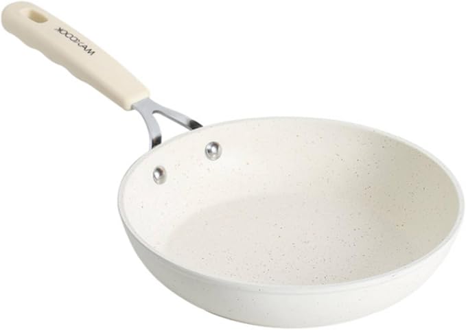Mini Nonstick Egg Pan, 6.3 Inch Omelet Pan (16 cm, White) | Small Single Serve Egg Nonstick Skillet, Medical Stone Coating Cookware with Heat-Resistant Handle