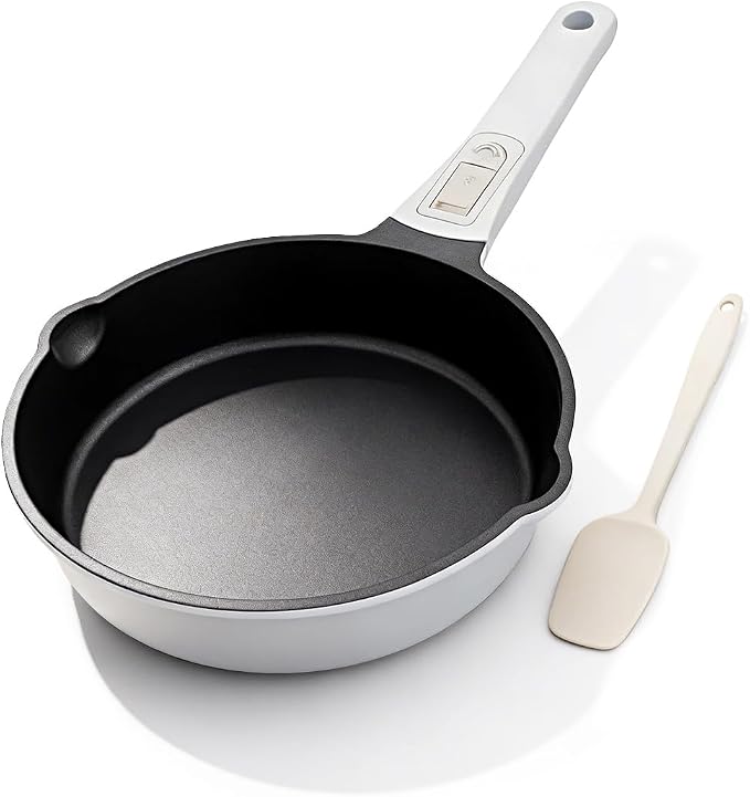 8 Inch Non Stick Frying Pan Skillet, Small Saute Pan, White | Egg Pan Non Toxic, Compatible with All Stovetops, PTFE & PFAS & PFOA Free, Oven Safe
