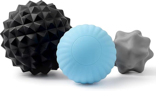 3-Piece Silicone Massage Ball Set for Deep Tissue and Trigger Points - Lacrosse Massage Balls for Myofascial Release, Muscle Knots & Plantar Fasciitis (Silicone Muscle Relief Set)