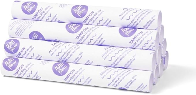 Aunt Flow Universal Tampons for Vending Dispensers (Case of 500), Regular Absorbency, Plastic-Free, Unscented
