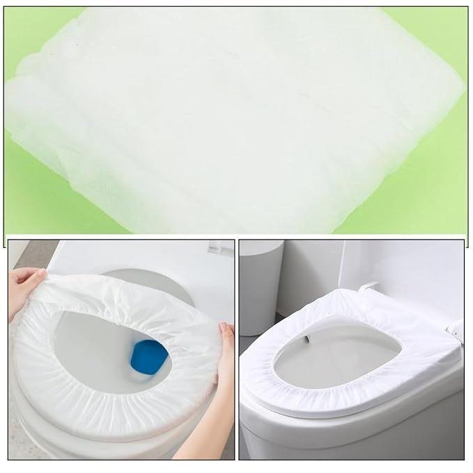 Disposable Toilet Seat Covers White Color 10pcs Waterproof Non-Woven Fabric Portable Toilet Seat Liners for Travel and Camping Suitable and Adults