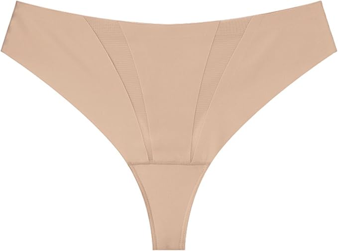 Anti Camels Cover Thongs No Crotch Outline Underwear Women Cotton Panty Liners Invisible Workout Gym G-String, 3 Pack