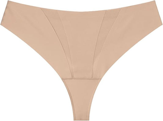 Anti Camels Cover Thongs No Crotch Outline Underwear Women Cotton Panty Liners Invisible Workout Gym G-String, 3 Pack