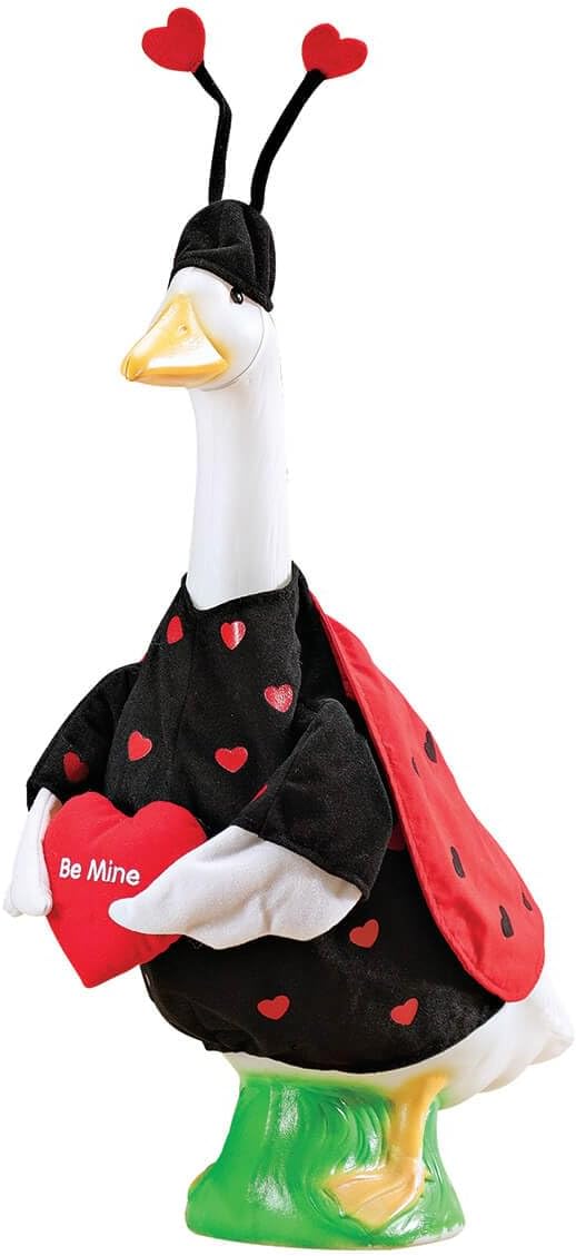 Fox Valley Traders Gaggleville Love Bug Goose Outfit, Fits Large 23" H Statue, Valentine Ladybug Costume for Lawn Décor, Polyester
