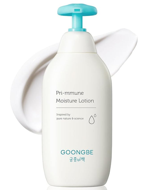 GOONGBE Pri-mmune Moisture Lotion - Korean Baby Body Moisturizer - Hypoallergenic Moisturizing & Calming Daily Skincare for Dry Skin - Fast Absorbing, Naturally Derived Non-Greasy Lotion, 11.8 oz.