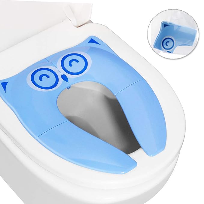Upgraded Kids Folding Toilet Seat，Large Non Slip Silicone Pads Travel Portable Reusable Toilet Potty Training Seat Covers Liners with Carry Bag for Babies, Toddlers (Yellow)