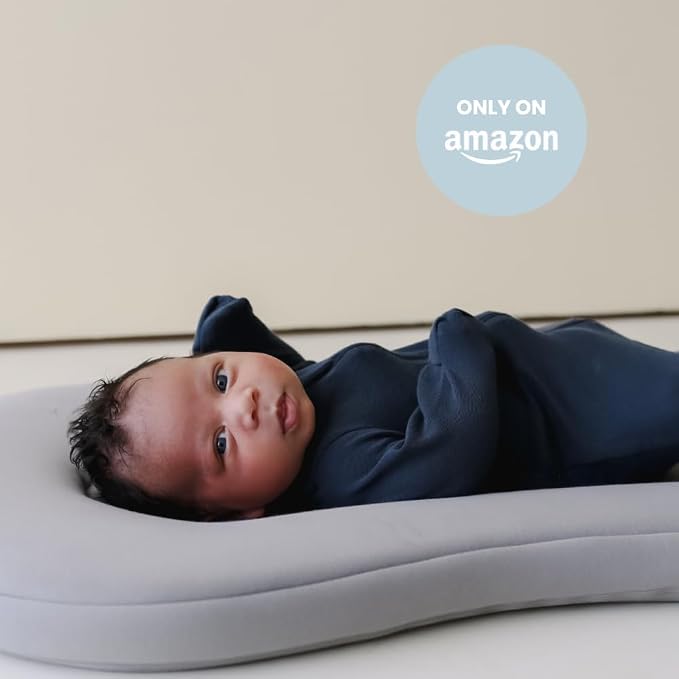 Snuggle Me® Baby Lounger Curve (0-6 Months) - Premium Organic Cotton with Foam Core, Machine-Washable Cover, Buttery-Soft & Breathable Infant Lounger with Travel Bag (30 in x 20 in x 1.9 in)