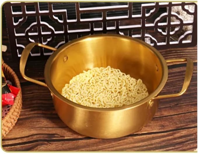 Korean Ramen Pot Korean Cooking Pot Instant Noodle Pot Stainless Steel Easy to Clean Kitchen Cookware for Induction Gas Stove Soup