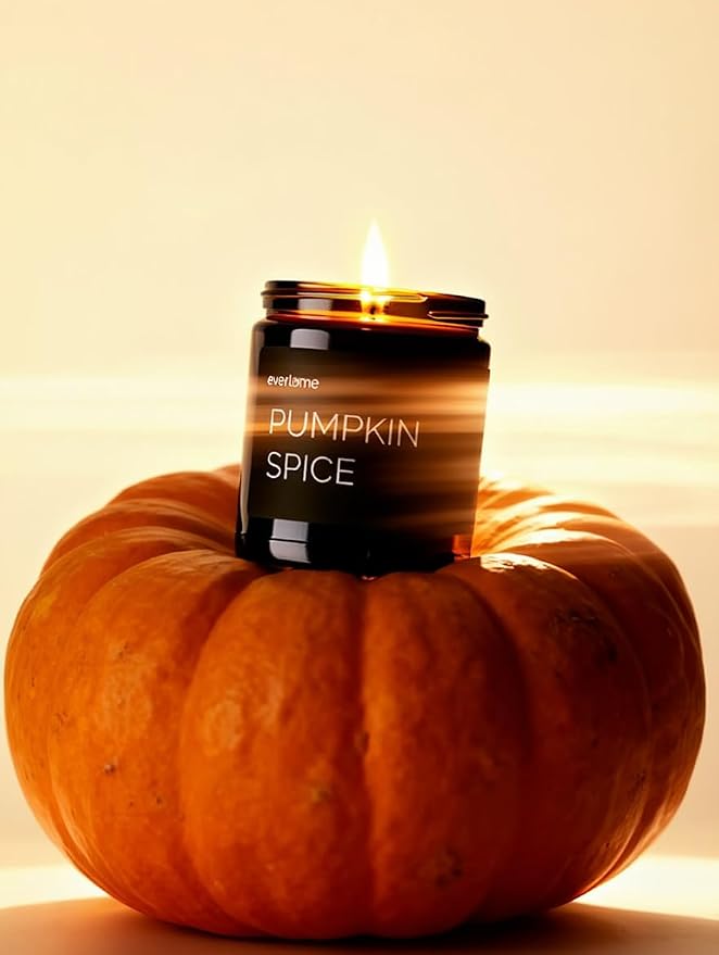 Premium Soy Wax Candle | Highly Scented Black Glass Jar Candles | Long Lasting, Clean Burn | 8 oz | Gifts for Man and Woman | Made in USA (Pumpkin Spice)