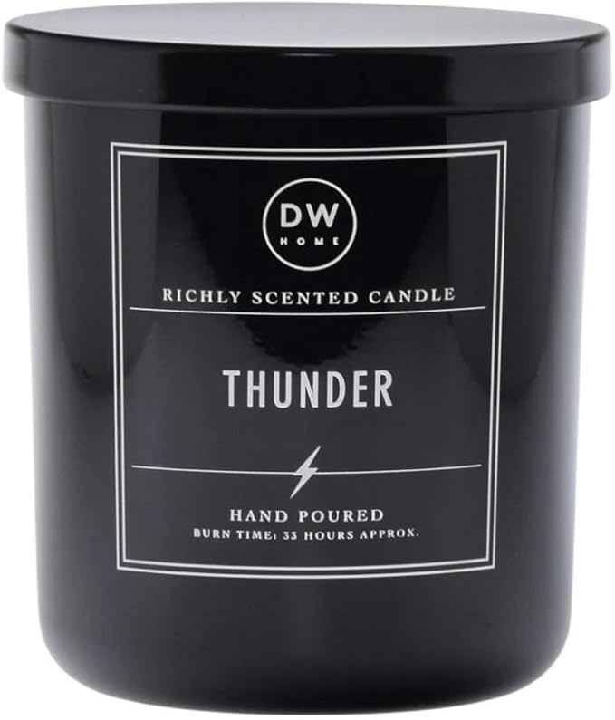 DW Home Thunder Scented Candle – Cedarwood, Birch & Bergamot Fragrance, 9 oz Single Wick Jar Candle, Long Burning Home Fragrance, Signature Collection