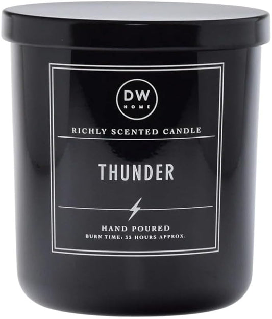 DW Home Thunder Scented Candle – Cedarwood, Birch & Bergamot Fragrance, 9 oz Single Wick Jar Candle, Long Burning Home Fragrance, Signature Collection