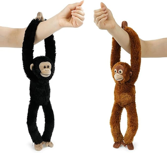 Hanging Orangutan Stuffed Animals,2pcs Chimpanzee Orangutans Plush Toys Curtain Buckle for Decoration,20 inches Chimpanzee Stuffed Jungle Animals for Kids(Two Gorillas)