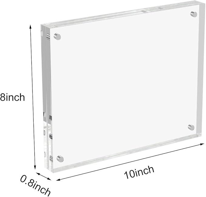 AITEE 8x10 Acrylic Picture Frames 3 Pack, 20% Thicker Block, Clear Picture Frames Freestanding Double Sided Magnetic Acrylic Lucite Frameless Transparent Square Frame Gift for Desktop Display